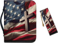 XL Bible Cover Case for Women Men American Flag and Cross PU Leather Bible Case with Bookmark Church Bag Book Carrying Case Bible Cover for Women Men Bible Case for Men Women