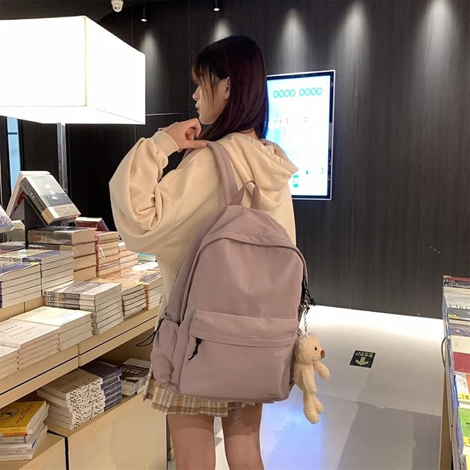 Purple School Backpack for Girls Water Resistant High School Book Bag Simple Backpack for Teens Boys Girls, Lightweight Simple Middle School Back Pack Daypack