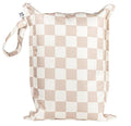 Tiny Twinkle Mess Proof Wet Bags | 1-Pack Reusable Waterproof Wet Bags for Swimsuits | Baby Clothes | Travel & Diaper Bag (Beige Checkers)