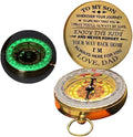 Luminous Compass Dad to Son Enjoy The Ride Compass Camping Outdoor Hiking Mountain Activities Portable Metal Compass Practical Riding Equipment Navigation Tool