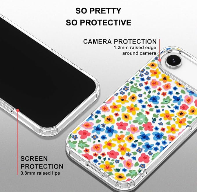 MOSNOVO for iPhone Air Case | Military Grade 6.6ft Drop Tested | Camera Control | Clear with Little Flowers Design