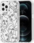 MOSNOVO Case for iPhone 12 & iPhone 12 Pro, [Buffertech 6.6ft Military-Grade Drop Protection] [Anti Peel Off Tech] Clear TPU Bumper Phone Case Cover Design - Abstract Face Line Art