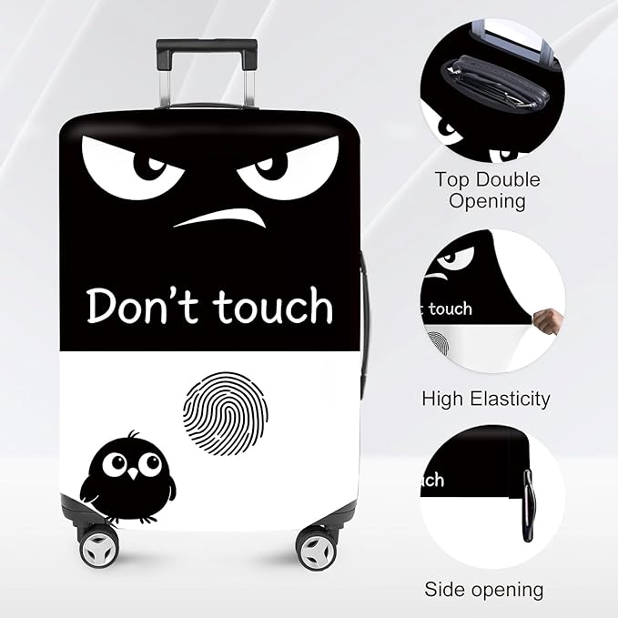 ANNA QUEEN Funny Don't Touch Luggage Cover,Stretchable Suitcase Protector Sleeve,Fit for 32-34 Inch Checked Baggage,Water Resistant Durable Luggage Protector