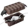 FLEMOON IP55 Outdoor Electrical Box Waterproof with Detachable Awning Covers, 8.3 x 4.1 x 3.7 inch Weatherproof Extension Cord Cover, Easy Installation for Outdoor Plug, Outlet, String Lights, Brown