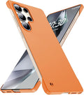 GRECAZO Slim Borderless for Samsung Galaxy S25 Ultra Phone Case 6.9"(2025) Ultra-Thin Lightweight Frameless Matte Hard PC Cover Case with Pull Ring Minimalist Non Slip Rope-Orange