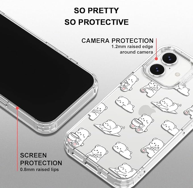 MOSNOVO for iPhone 17 Case, Shockproof Military-Grade Protection 6.6ft Drop Tested, Camera Control, Clear Phone Case for iPhone 17, Cozy Bear Days Design