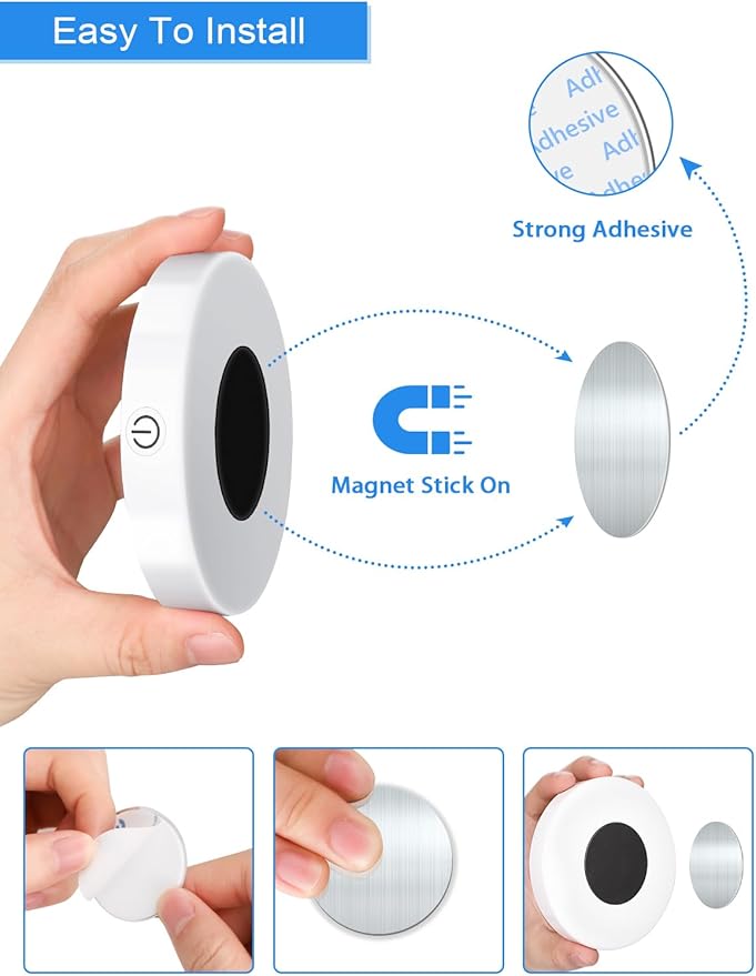 WILLED Dimmable Touch Light Buit-in 1000mAh Large Battery Rechargeable LED Tap Lights | Magnet Stick on Closet Portable Puck Night for Cabinet, Wardrobe, Counter, Kitchen, Bedroom(2 Pack)