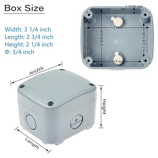 Nineleaf Junction Box, Electrical Box IP66 Water Resistant Dustproof ABS Plastic Project Enclosure for Electronics Grey,3.3X 2.8 x 2.3 inch,4PCS