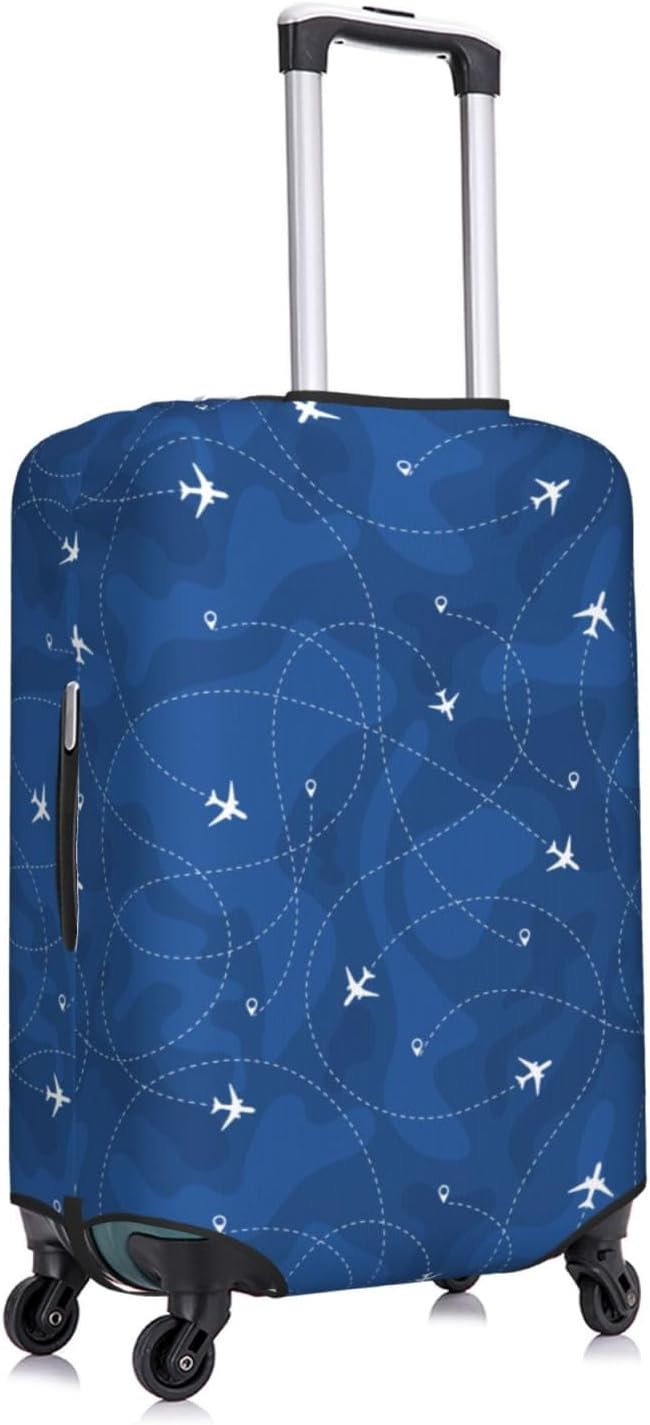 Travel Luggage Cover with Airplane & Route Pattern, Suitcase Protector For Travel (Fits 18-21 Inch Luggage)