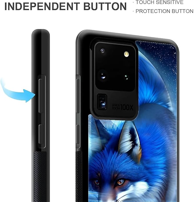 for Samsung Galaxy S20 Ultra Case, Snowy Mountain Fox Lake Pattern Graphic Design Girl Boy Soft Silicone Hard Acrylic Shock Protection for Samsung Galaxy S20 Ultra