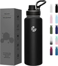 Sports Water Bottle 40oz, Insulated Water Bottle with Handle,Stainless Steel,Simple Modern,Suitable for Travel, School, Boy, Girl(Black)