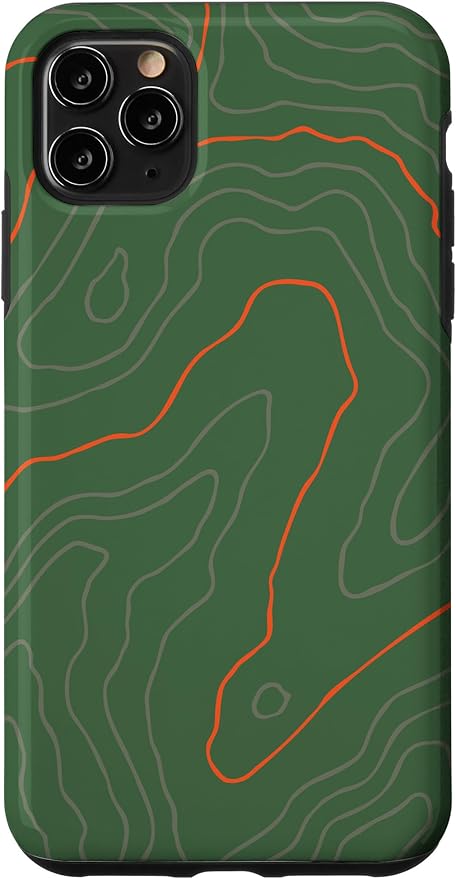 Backcountry Topo Guide Orange Lines Topographical Map Case for iPhone 11 Pro Max