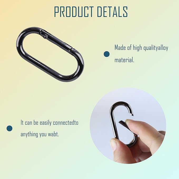 16 Pcs Carabiners Clip,Oval Shape Cute Carabiner Keychain Clip Aluminum Hook Accessories