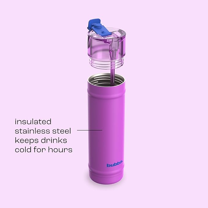 bubba 24 oz Dualsip Insulated Stainless Steel Water Bottle with Straw - Reusable, Leakproof, Lightweight, Dishwasher Safe, Lead-Free and BPA-Free, Moodbooster