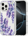 MOSNOVO Case for iPhone 16 Pro Max, [Buffertech 6.6ft Military-Grade Drop Protection] [Anti Peel Off Tech] Clear TPU Bumper Phone Case Cover Design - Lavender