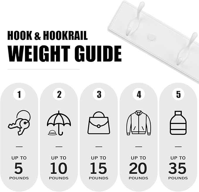 Badiano Wooden Coat Rack, Wall-Mounted Organizer for Closet, Entryway, Hallway, Foyer, Bedroom, Heavy Duty Double Hooks for Hanging Towels, Bags, Hats, Jackets, Key (White, 3 Hooks)
