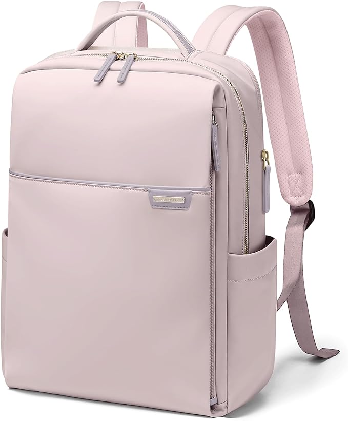 Laptop Backpack for Women, Work Business Traval Computer Backpacks with Laptop Compartment Waterproof Casual Daypack for Travel College,16Inch,Pinkish Grey