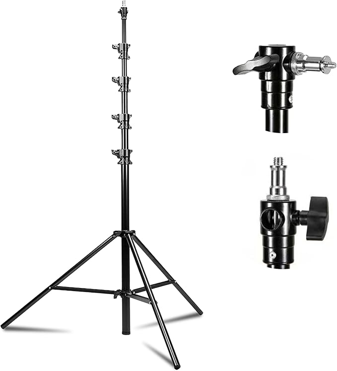 Kate Heavy Duty Light Stand Tripod - 15.7ft Air Cushioned Aluminum Alloy Lighting Stand with Tripod, 2 Sandbags & 1/4"-3/8" Adapter, 9.46lb Load for Studio/Indoor/Outdoor Video Photography