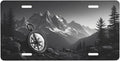 Mountain Compass License Plate Black White Adventure Design - Premium Aluminum 12x6 Waterproof Outdoor Hiking Car Decor Gift Vanity Plate - Flat Print