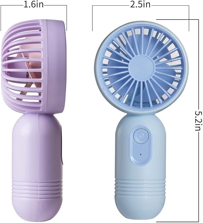 VanSmaGo Portable Handheld Mini Fan, USB Rechargeable Personal Fan, Battery Operated Mini Neck Fan, 3 Speeds, Perfect for Travel/Camping/Outdoor/Home/Office