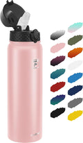 Fanhaw 32 oz Insulated Stainless Steel Water Bottle with Straw Lid, Leakproof Sports Bottle for Men, Women & Teens (Pink)