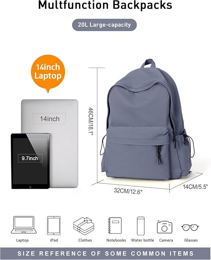 BJLFS School Bag Backpack for Women Kids Teens Girls, Small Bookbag College Student Backpack for School Men Boys, Mochilas Escolares para Casual Daypack Mini Book Bag Blue ﻿