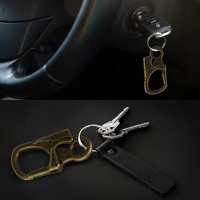 Ahiller Carabiner Clip, Double Anti-Misopening Locking Design, 3" Zinc Alloy Heavy Keychain for Outdoor Camping Hiking, Key Ring Clip