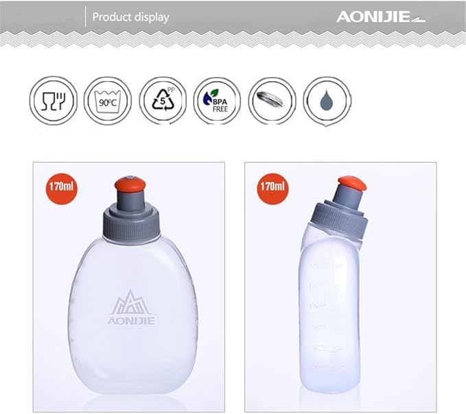 AONIJIE 250ML/350ML/500ML/600ML Portable TPU Soft Water Bottle Folding Soft Flasks For Outdoor Marathon Running Hydration Camping Hiking