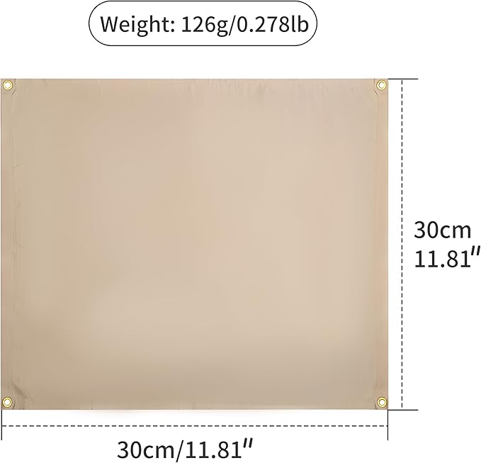 Fireproof Camping Blanket - Heat-Resistant Fiberglass Mat for Outdoor Cooking, BBQ & Emergency (Khaki 12" x 12")