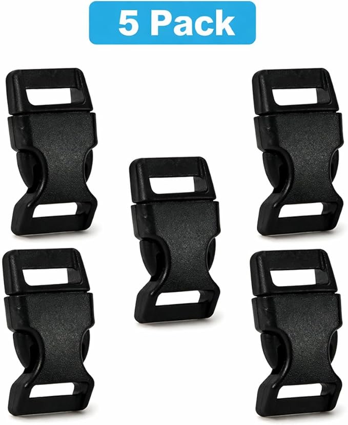 5/8" Black Plastic Side Release Buckle Curved Quick Release for DIY Bracelets, Backpacks, Dog Collars & Tactical Gear