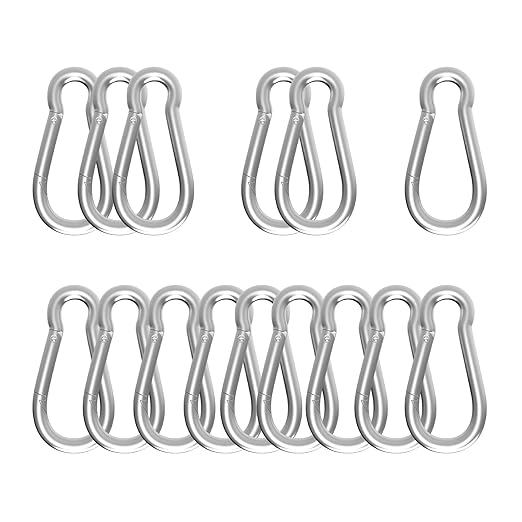 Carabiner, Heavy Duty Galvanized Steel Spring Snap Hook Carabiner Clips with 220LBS Holding Capacity, Ideal for Outdoor, Hammock, Swing and Travel (M5 2Inch, 15PCS)