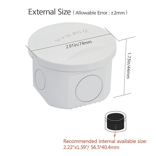 LeMotech Junction Box, Electrical Box IP65 Water Resistant Dustproof ABS Plastic Project Enclosure for Electronics White 7.9 x 3.9 x 2.8 inch