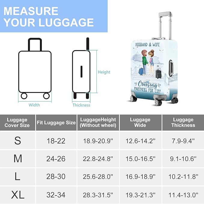 Valentine'S Day Couple Travel Luggage Cover -Stretchable Airplane Suitcase Protector Sleeve,Universal Washable Fit for 20-26 Inch Checked Baggage,Water Resistant Durable Luggage Protector,M