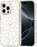 MOSNOVO Case for iPhone 16 Pro Max, [Buffertech 6.6ft Military-Grade Drop Protection] [Anti Peel Off Tech] Clear TPU Bumper Phone Case Cover Design - White Leopard Print