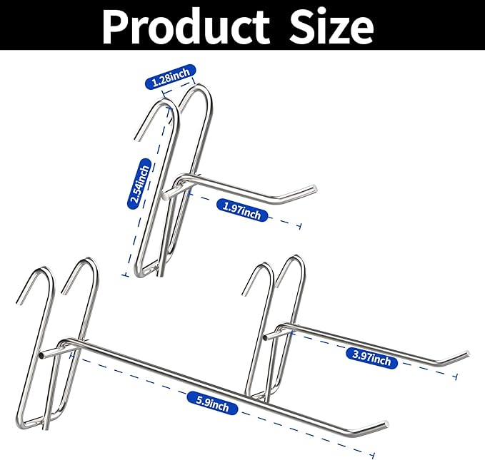 12 Pack 2/4/6 Inch Hooks for Wire Shelving, Heavy Duty Metal Hooks Accessories for Wire Rack Shelf Storage Display Organizer (Silver)