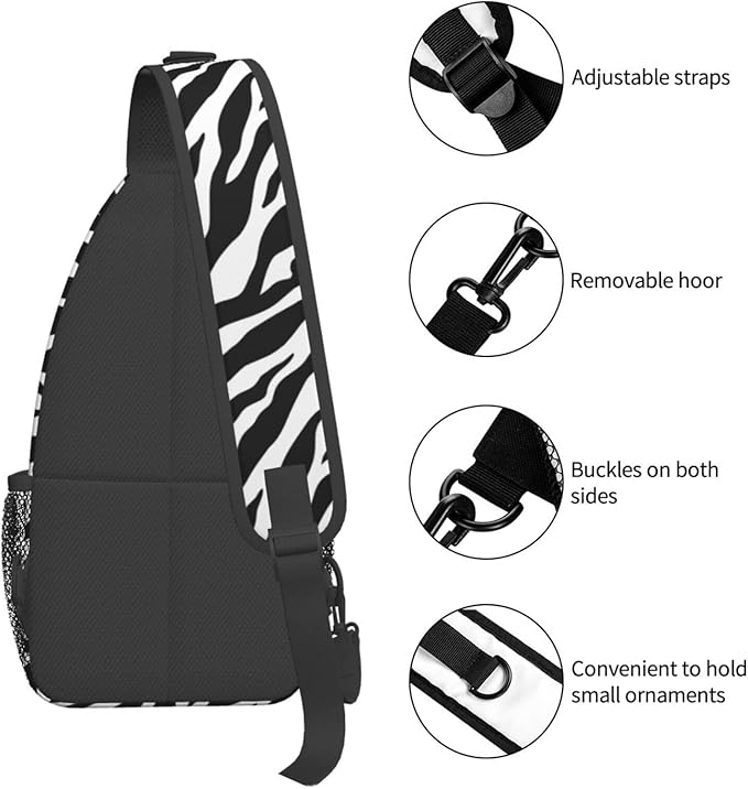 Animal Zebra Print Sling Bag For Women Men Fashion Backpack Crossbody Shoulder Bag Sling Backpack Chest Bag Travel Hiking Casual Sport Daypack