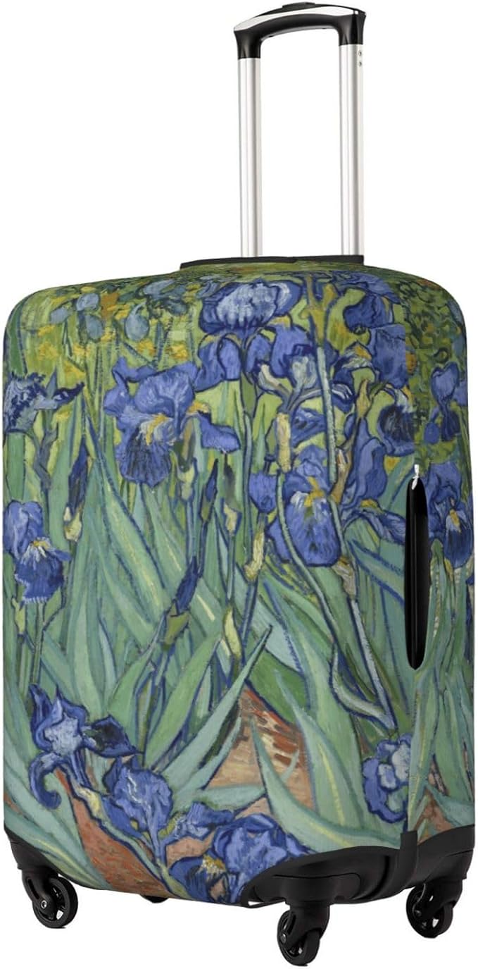 Van Gogh Irises Flower Luggage Cover, Elastic Suitcase Protector For Travel (Fits 18-21 Inch Luggage)
