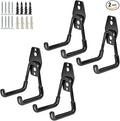 GeeWatom Garage Storage Utility Hooks，Garage Garden Tool Organizer，Steel Wall Mount Hooks, Garden Small U Hooks (4 Pack-Black)