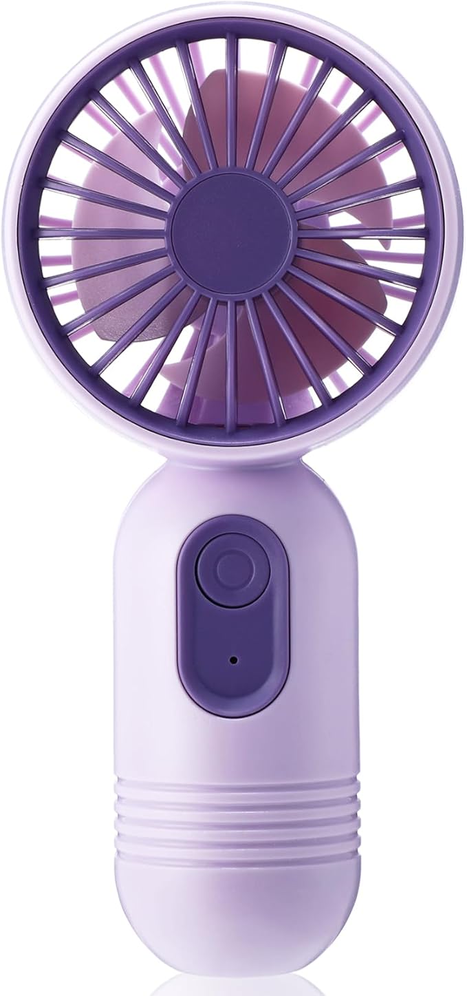 Rossesay 1 Pcs Mini Portable Fan Bulk Cute Handheld Lightweight Small Little Personal Hand Eyelash Fan 3 Speeds USB Rechargeable for Women Men Indoor Outdoor Makeup Travel (Purple)