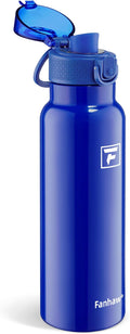 Fanhaw Daylite Series 24 oz Stainless Steel Insulated Water Bottle with Silicone Spout Lid, Double-Wall Vacuum Leakproof Metal Bottle, Anniversary Birthday Gift for Kids, Women & Men (Klein Blue)