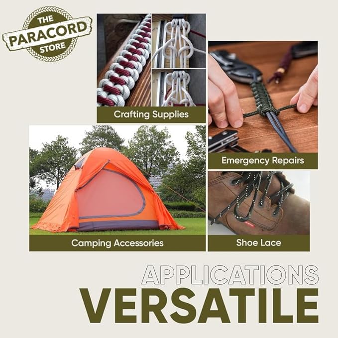 The Paracord Store | Type III 550 Paracord - 250 FT Spool, Purple | Heavy Duty 7 Strand Tactical Paracord - USA Made Nylon Outdoor Parachute Cord for Camping, Fishing & More - Survival Cord