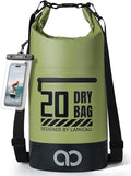 Lamicall Waterproof Dry Bag with Phone Pouch, Floating Roll Top Backpack, 20L, Green