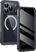 Lanhiem Magnetic for iPhone 17 Pro Case Waterproof, Built in Screen Protector & Camera Protection, [Compatible with MagSafe] Full Body Dustproof Heavy Duty Rugged Phone Case 6.3'' (Privacy Black)