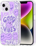 MOSNOVO for iPhone 13/14 Case | Military Grade 6.6ft Drop Tested | Clear with Good Vibes Design