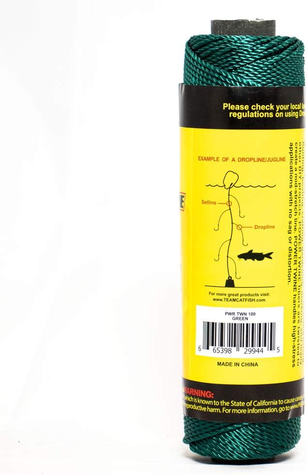 TEAM CATFISH Power Twine – Nylon Bank Line for Fishing, Bushcraft, Gardening, Home Improvement, Craft, Camping, Construction & More (#12 Line) 300 Feet, Green