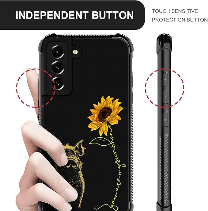 for Samsung Galaxy S21 Plus Case, Pig Sunflower Yellow Sunshine Pattern Graphic Design Girl Boy Soft Silicone Hard Acrylic Shock Protection for Samsung Galaxy S21 Plus