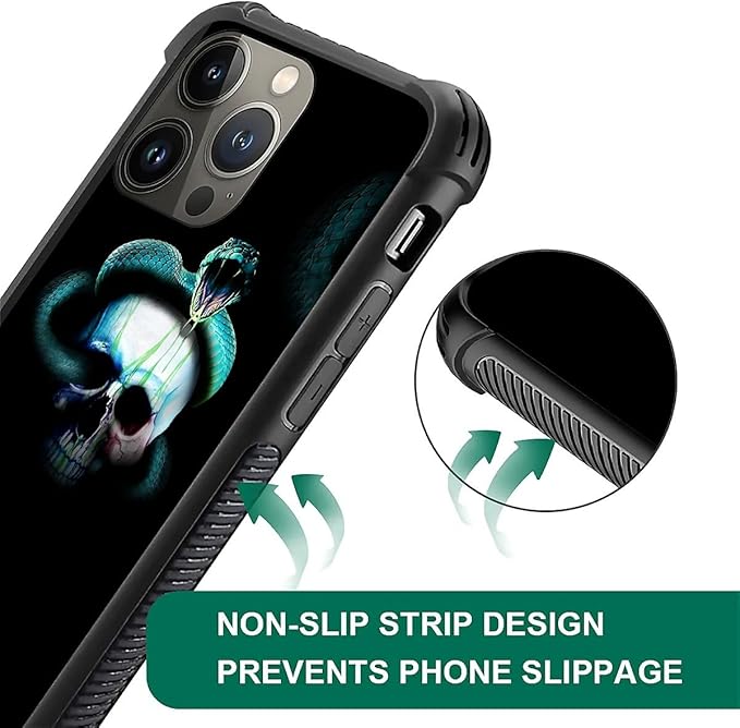 for iPhone 13 Pro Case, Skeleton Winding Snake Pattern Graphic Design Girl Boy Soft Silicone Hard Acrylic Shock Protection for iPhone 13 Pro