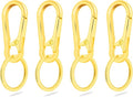 CooBigo 4Pack Small Keychain Rings, Metal Key Carabiner Clip, Mini EDC Key Ring Chain Holder Organizer for Purse Charm Hook, Car Keychain, Paracord Keychain Lanyard, Men and Women Key Fob (Gold)