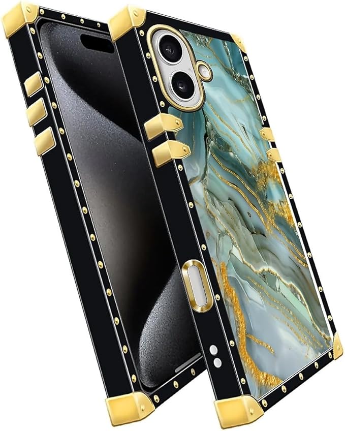 for iPhone 17 Case Luxury Golden Decoration for Girl Women Soft TPU Shockproof Protective Hard PC Back for iPhone 17 Crazy Pattern Golden Texture Marble Veining
