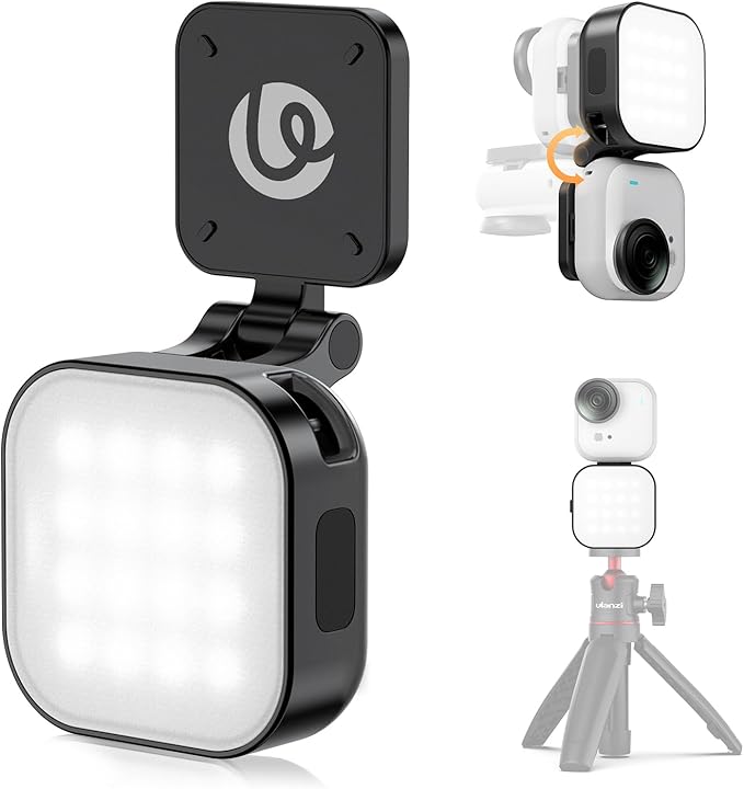 Ulanzi IN07 Mini Magnetic LED Vlogging Light for Insta360 GO Ultra Accessories, 1/4" Mount Waterproof 5600K CRI≥95 500mAh Rechargeable LED Fill Light Photography for Selfie Stick Vlog Video Recording